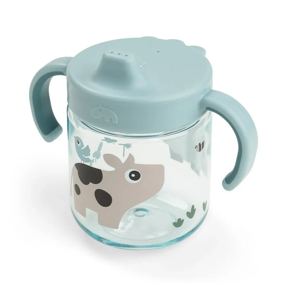 Tazza pelle con beccuccio e manici Tiny farm Blue