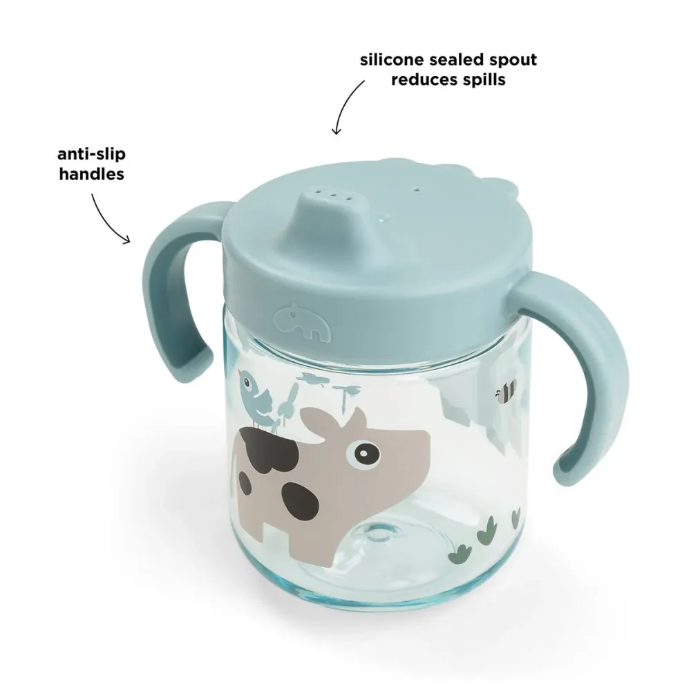 Tazza pelle con beccuccio e manici Tiny farm Blue