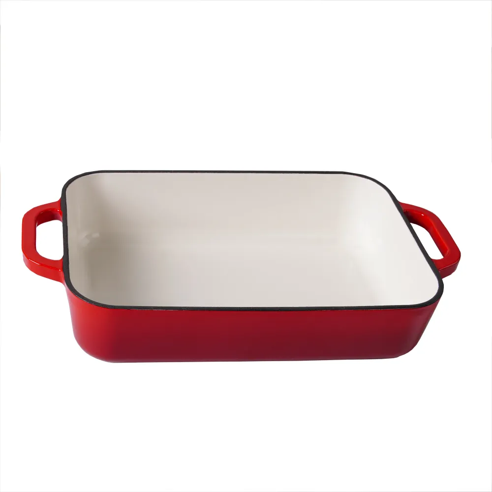 Teglia da forno rettangolare ghisa smaltata con manici ad anello, pirofila, teglia per lasagne, teglia profonda per arrost...