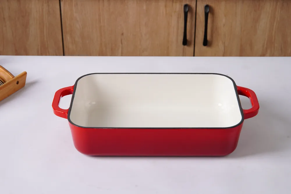Teglia da forno rettangolare ghisa smaltata con manici ad anello, pirofila, teglia per lasagne, teglia profonda per arrost...
