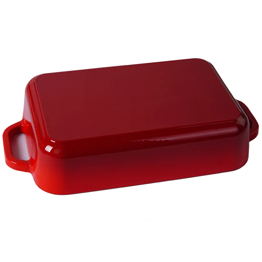 Teglia da forno rettangolare ghisa smaltata con manici ad anello, pirofila, teglia per lasagne, teglia profonda per arrost...