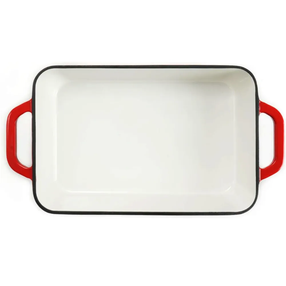 Teglia da forno rettangolare ghisa smaltata con manici ad anello, pirofila, teglia per lasagne, teglia profonda per arrost...