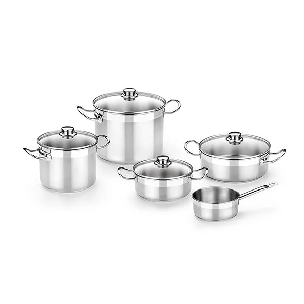 Pentola acciaio inox con coperchio vetro Profesional Bra Set da 5 Pezzi
