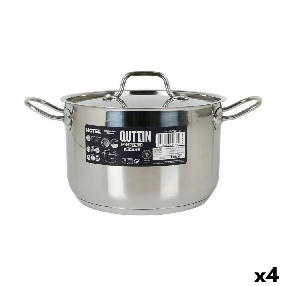 Tagliapasta Pentola con Coperchio Quttin Hotel Acciaio Ø 22 x 14 cm (4 Unità)