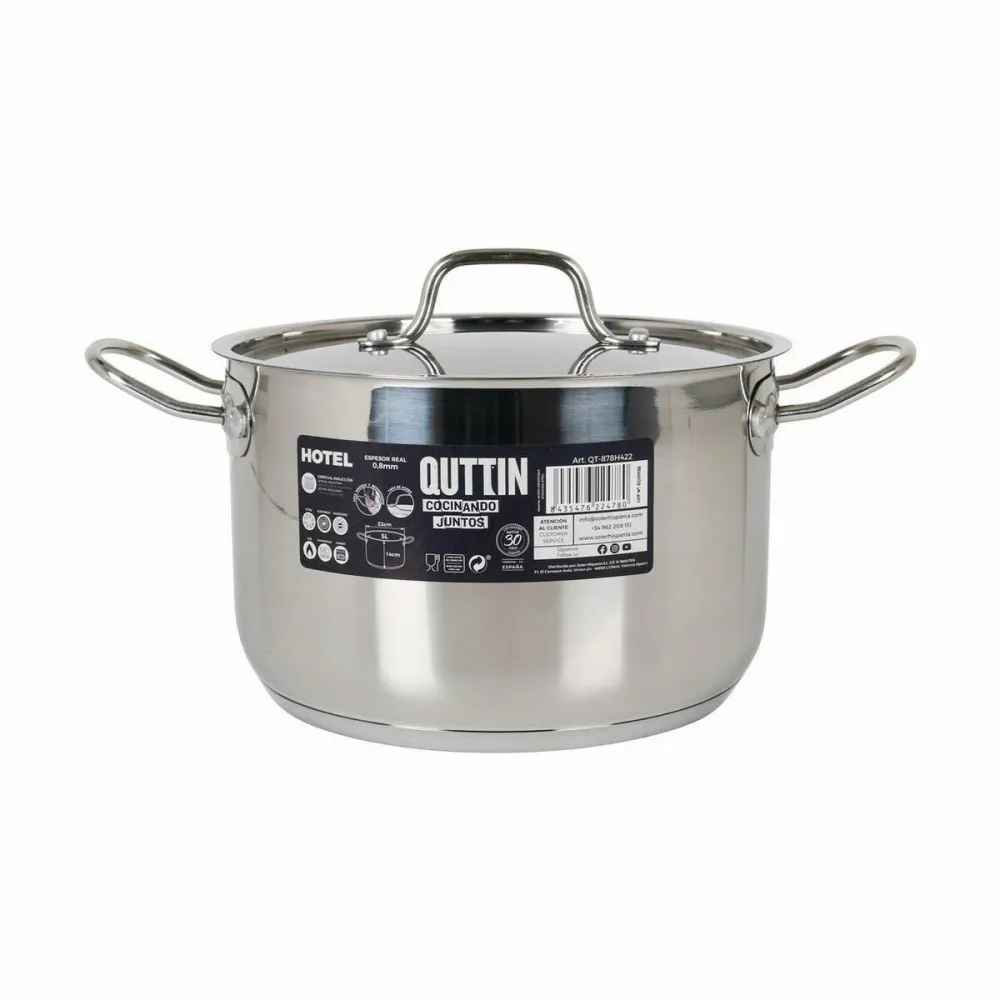 Tagliapasta Pentola con Coperchio Quttin Hotel Acciaio Ø 22 x 14 cm (4 Unità)