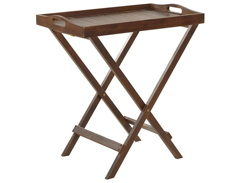 Acacia Wood Garden Tray Table Dark AMANTEA Noce Naturale