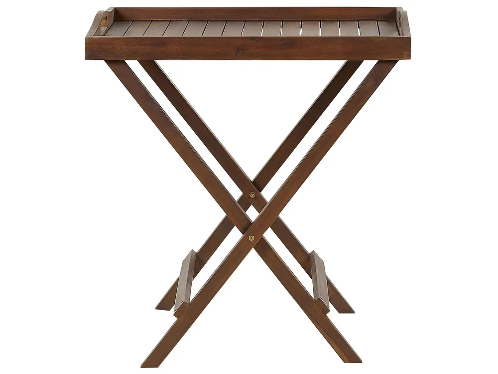 Acacia Wood Garden Tray Table Dark AMANTEA Noce Naturale