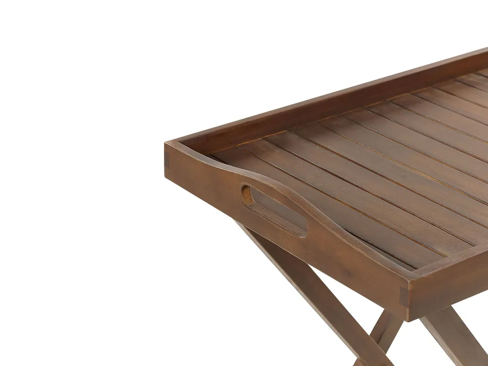 Acacia Wood Garden Tray Table Dark AMANTEA Noce Naturale