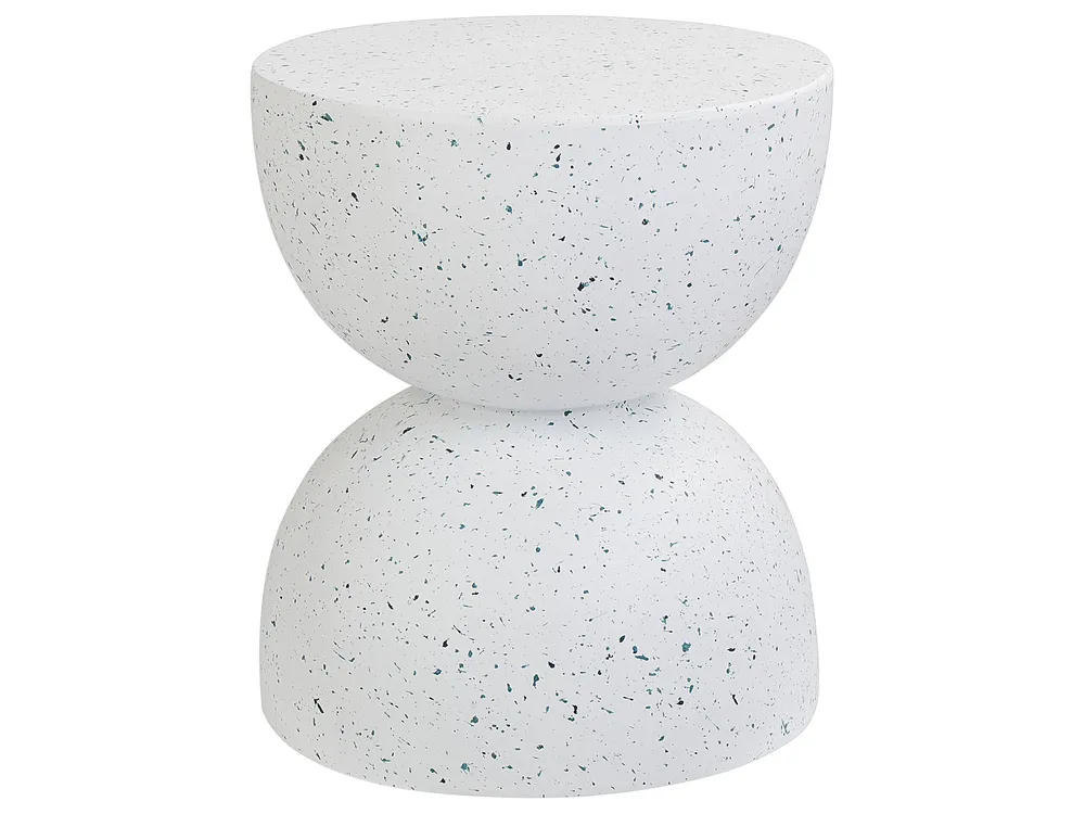Accent Side Table White Terrazzo Effect CAORIA con Ante Vetro