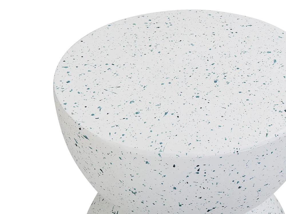 Accent Side Table White Terrazzo Effect CAORIA con Ante Vetro