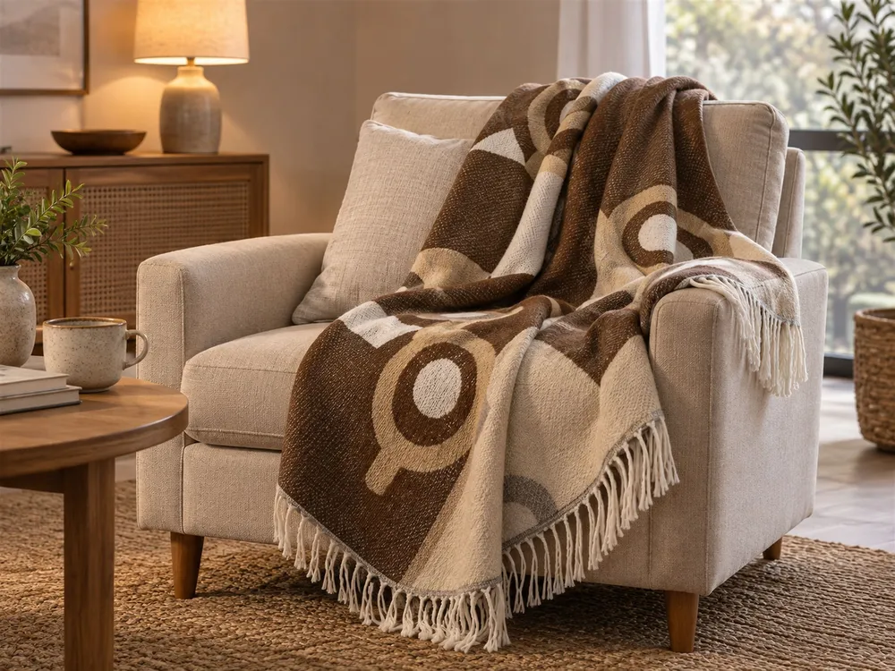 Blanket SIDDHA Fabric 130 x 170 cm Brown