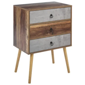 Buffet Pensile 3 Drawer Sideboard Dark Wood Grey BATLEY