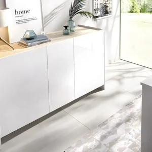 Carrello Portavivande Credenza bassa 3 ante Colore: Bianco e Calcestruzzo CHERIFA
