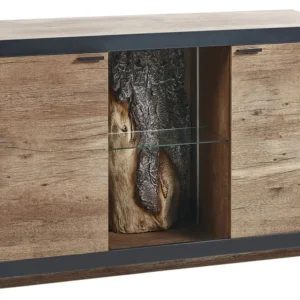Carrello Portavivande 2 Door Sideboard LED Light Wood and Nero notte MARANA