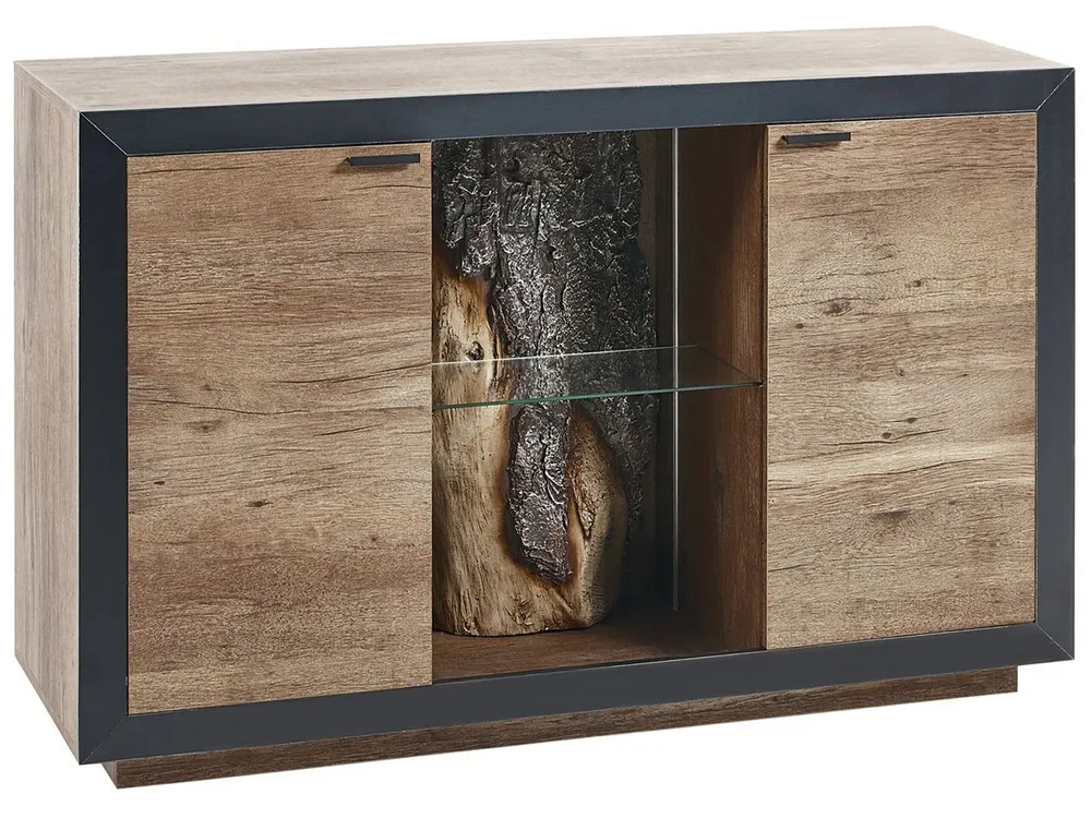 Carrello Portavivande 2 Door Sideboard LED Light Wood and Nero notte MARANA