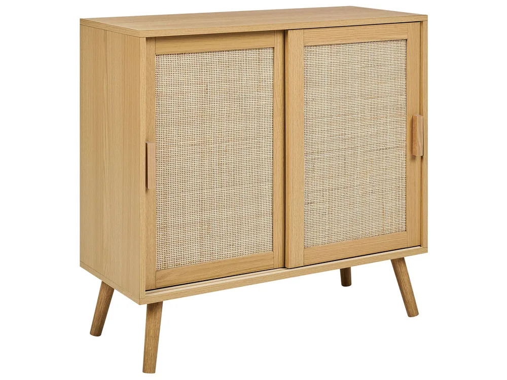 Carrello Portavivande Rattan 2 Door Sideboard Light Wood HODGEN