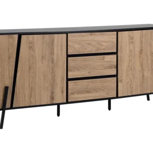 Credenza buffet color legno e nero BLACKPOOL Set Completo 12 Pezzi