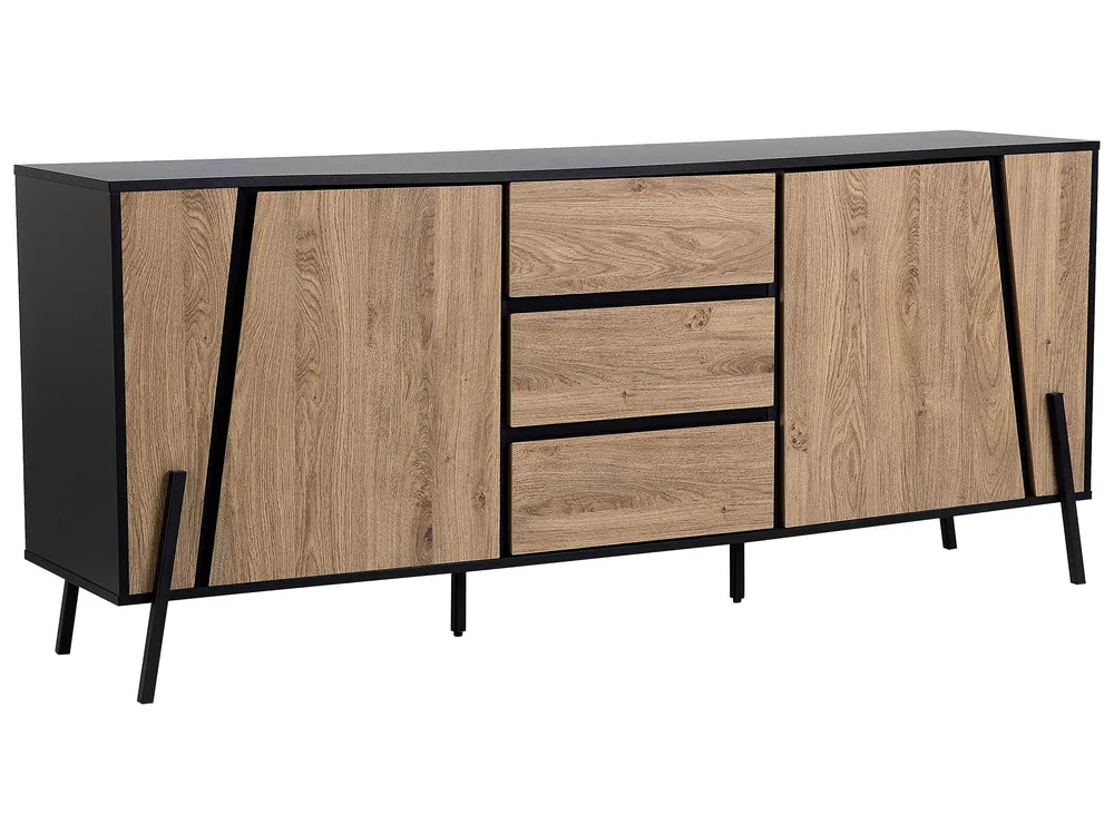 Credenza buffet color legno e nero BLACKPOOL Set Completo 12 Pezzi