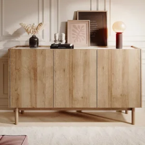 Credenza con 3 ante Naturale palese ed effetto Marmo Bianco SITOLI