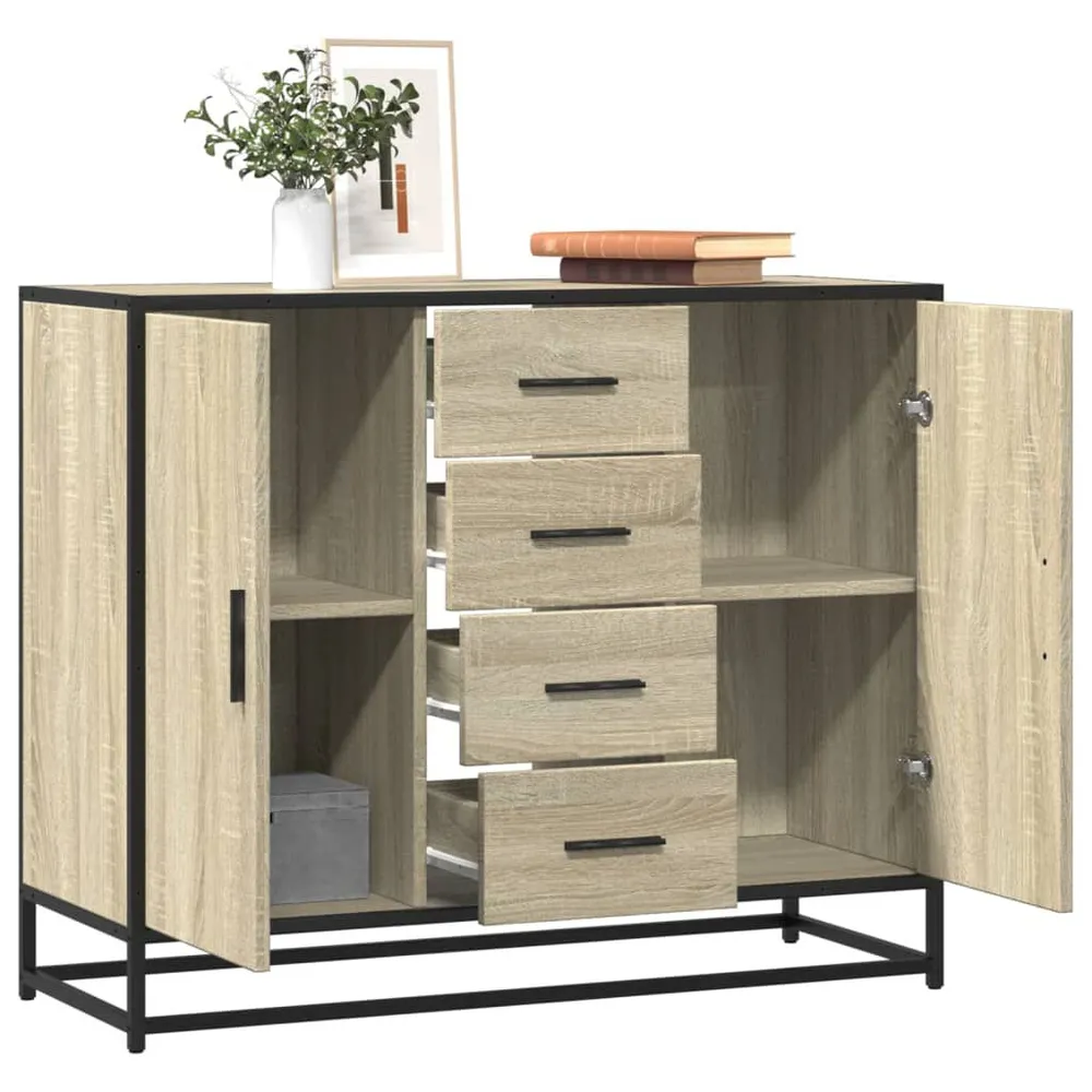 Credenza Rovere Sonoma 92x35x76 cm Legno Multistrato