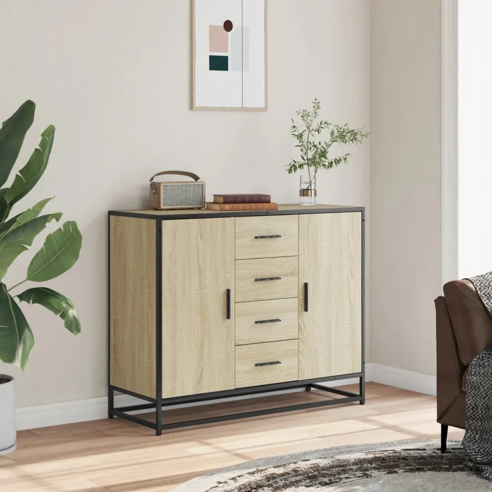 Credenza Rovere Sonoma 92x35x76 cm Legno Multistrato
