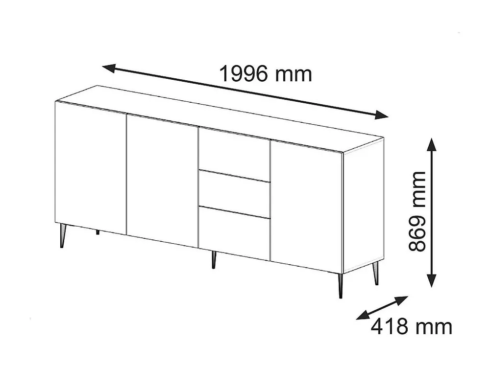 Credenza Vetrina Credenza RAVENNA B SB200 3D3D 200x42x87 Bianco