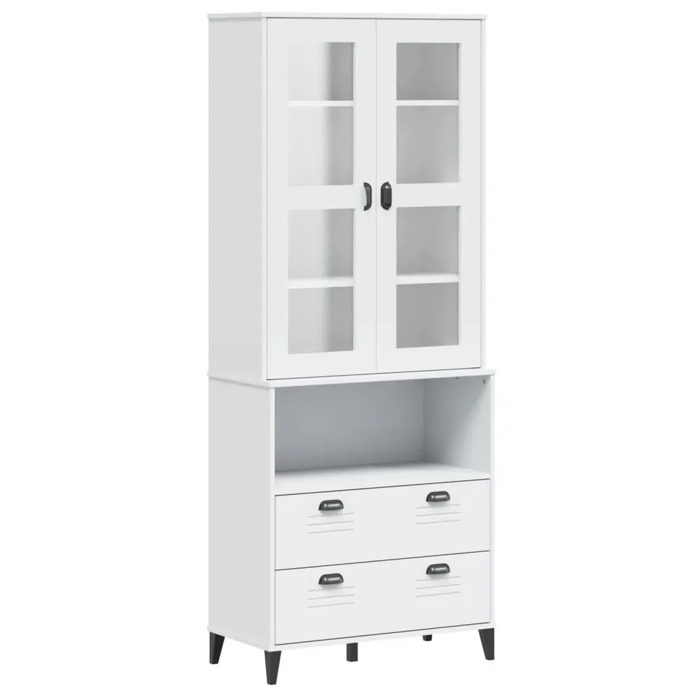 Credenza VIKEN Bianca 80x40x200 cm Legno Massello di Pino
