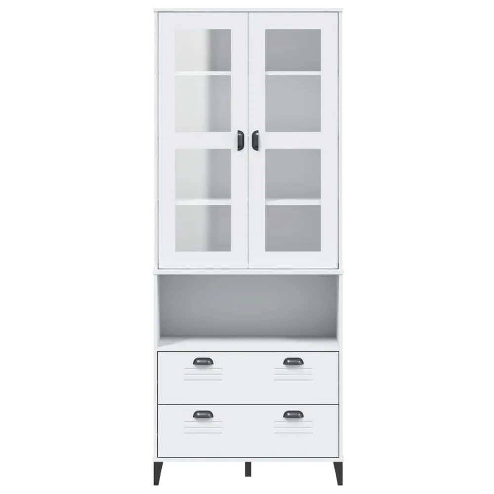 Credenza VIKEN Bianca 80x40x200 cm Legno Massello di Pino