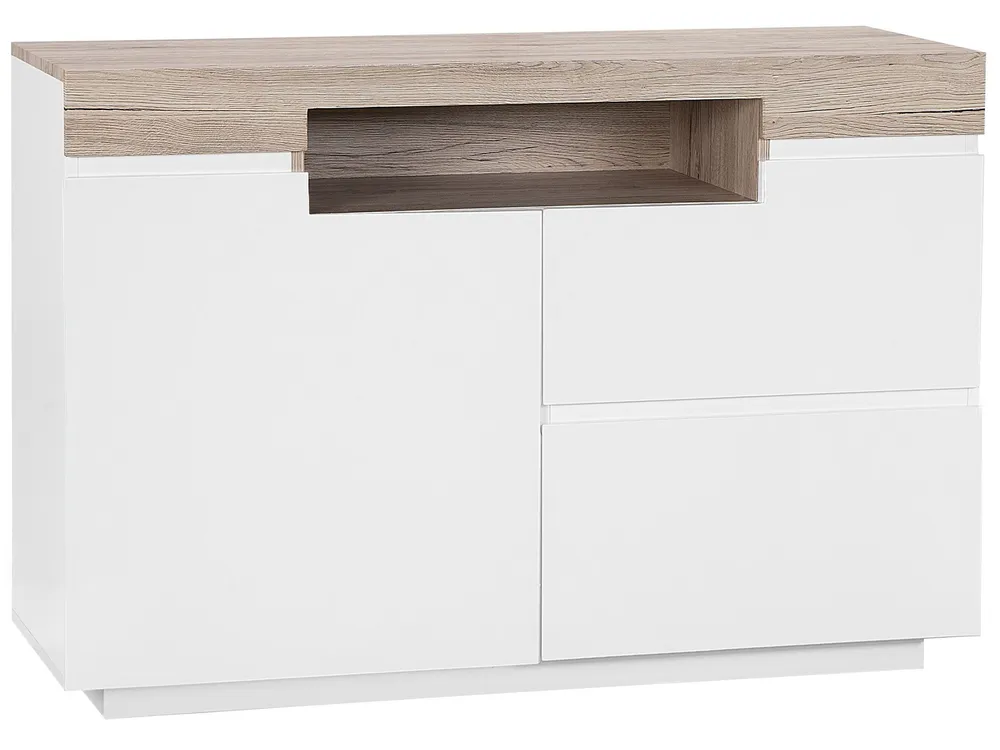 Design Moderno e Funzionale 2 Drawer Sideboard White Light Wood MARLIN