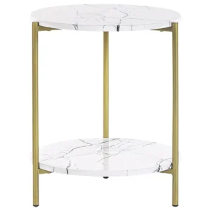 Design Moderno e Funzionale Marble Effect Side Table White Gold REVA