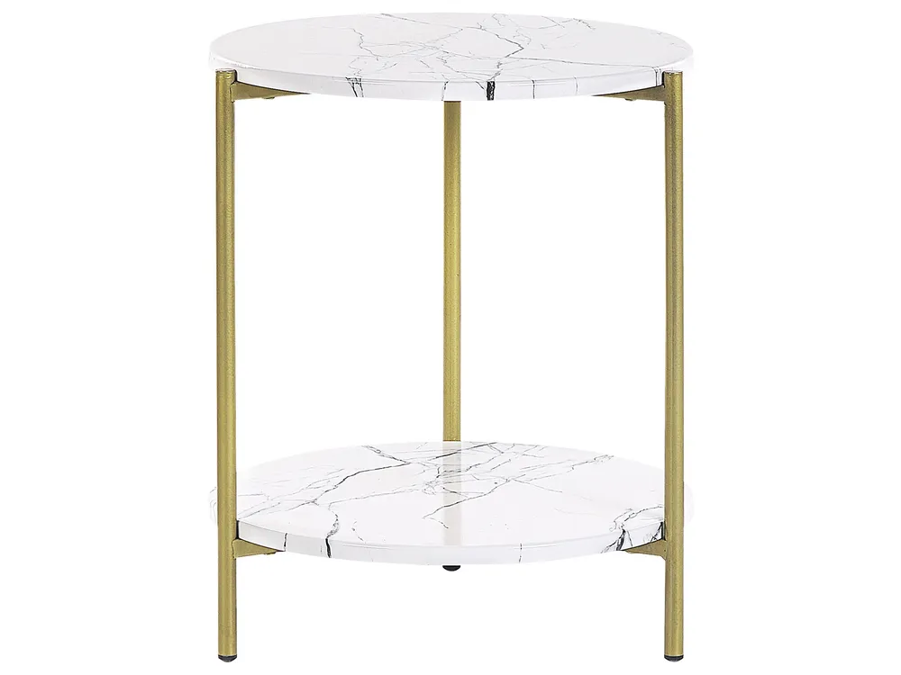 Design Moderno e Funzionale Marble Effect Side Table White Gold REVA