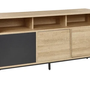 3 Door Sideboard Light Wood and Grey MOINES per Pranzi Famiglia