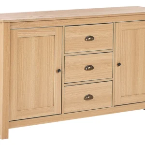 2 Door Sideboard Light Wood LANSIN con Cassetti Soft-Close