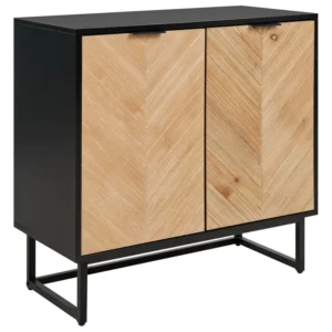 2 Door Sideboard Light Wood and Nero notte ALASKA