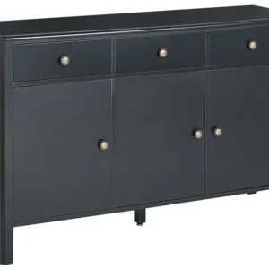 3 Door Sideboard Nero puro OLATE con Ante Vetro