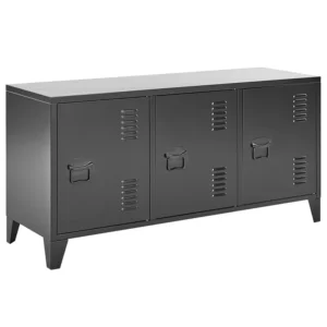 3 Door Steel Sideboard Nero notte CARDIFF | Resistente all'Umidità e ai Graffi