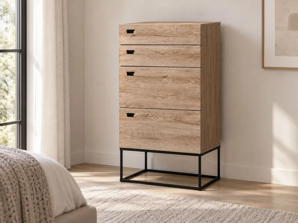 4 Drawer Chest Light Wood ACRA Set Completo 12 Pezzi