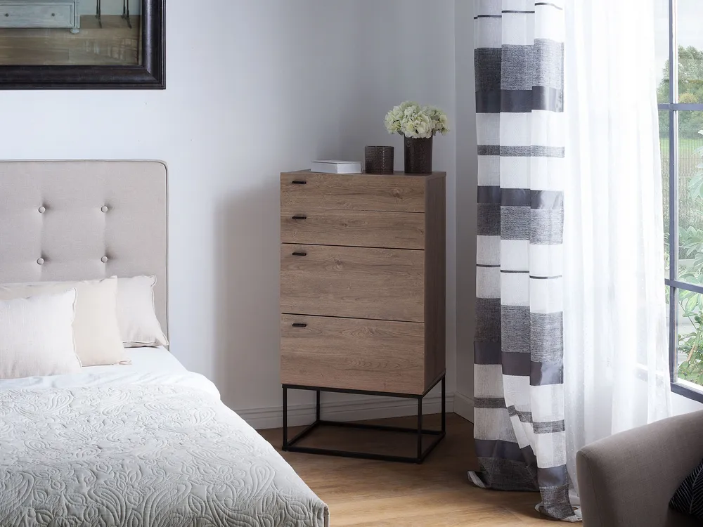 4 Drawer Chest Light Wood ACRA Set Completo 12 Pezzi