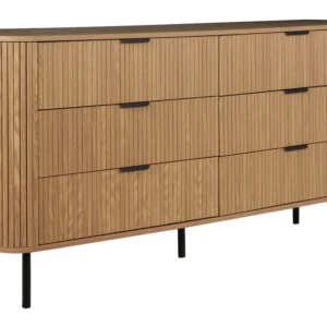 6 Drawer Chest Light Wood BRADLEY con Piano Marmo Sintetico