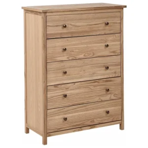 5 Drawer Chest 85 cm Light Wood SALTON con Cassetti Soft-Close
