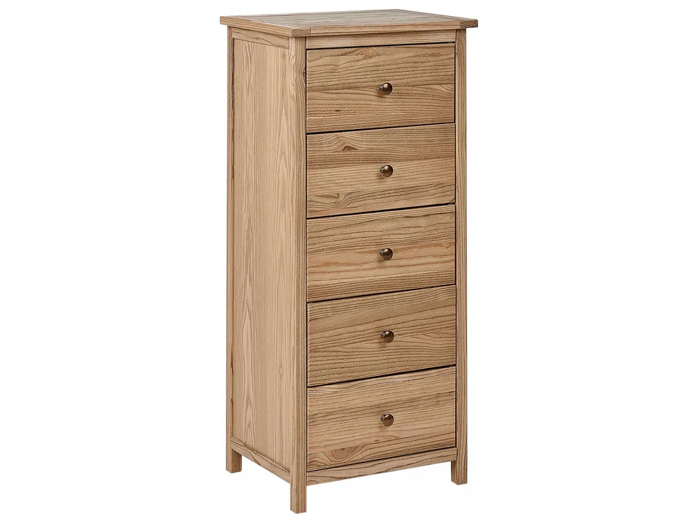 5 Drawer Chest 50 cm Light Wood SALTON Set Completo 12 Pezzi