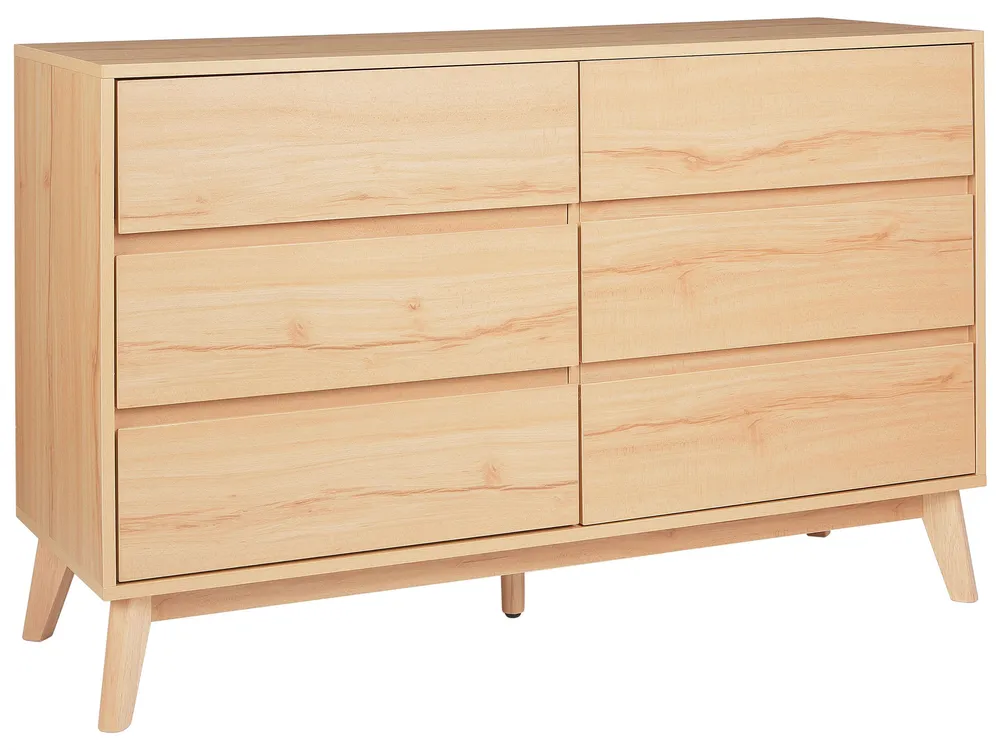 6 Drawer Chest Light Wood SARDIS Antimacchia e Graffi