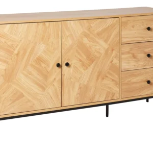 3 Drawer Sideboard Light Wood and Nero notte ARIZONA