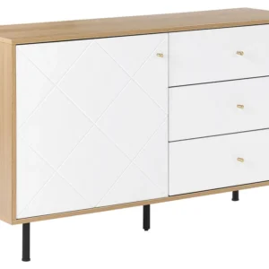 3 Drawer Sideboard Light Wood White PALMER Made Italy