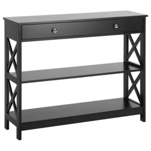 1 Drawer Sideboard Nero puro MONTGOMERY | Resistente all'Umidità e ai Graffi