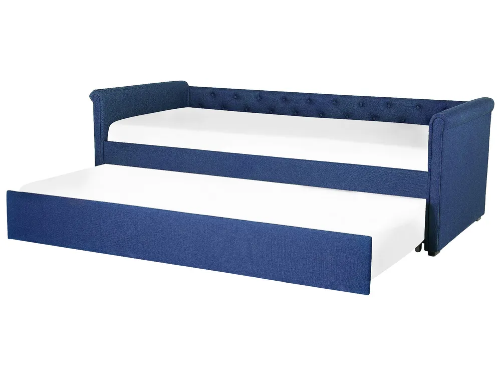 Fabric EU Compatto Single Trundle Bed Blue LIBOURNE