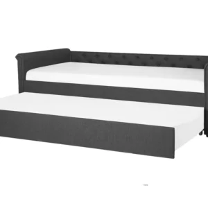 Fabric EU Compatto Single Trundle Bed Grey LIBOURNE