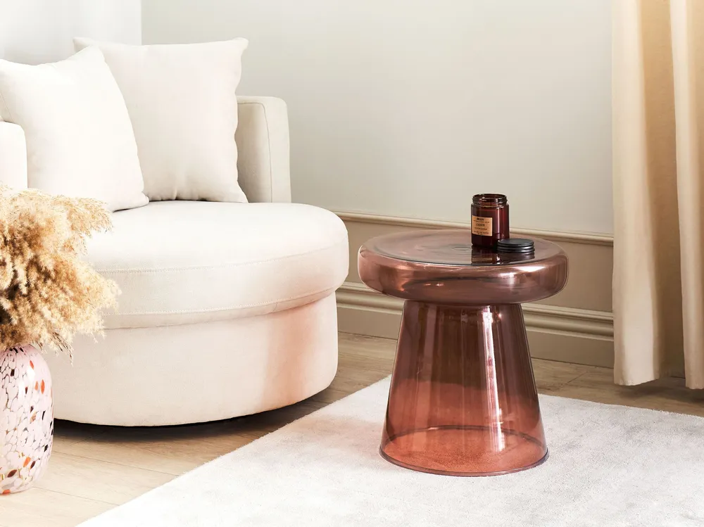 Glass Side Table Dark Red CALDERA