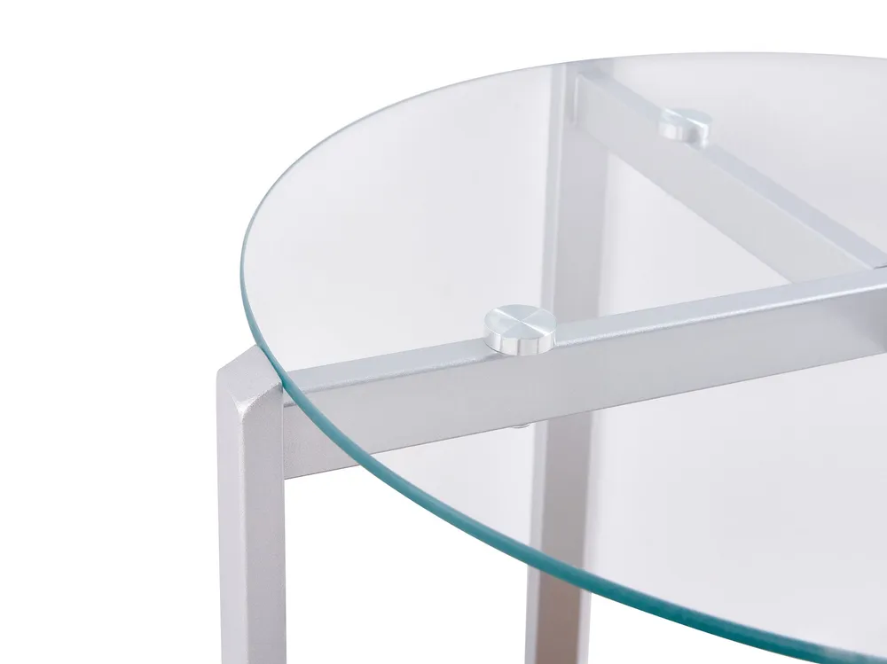 Glass Top Side Table Light Wood Silver LOVELL
