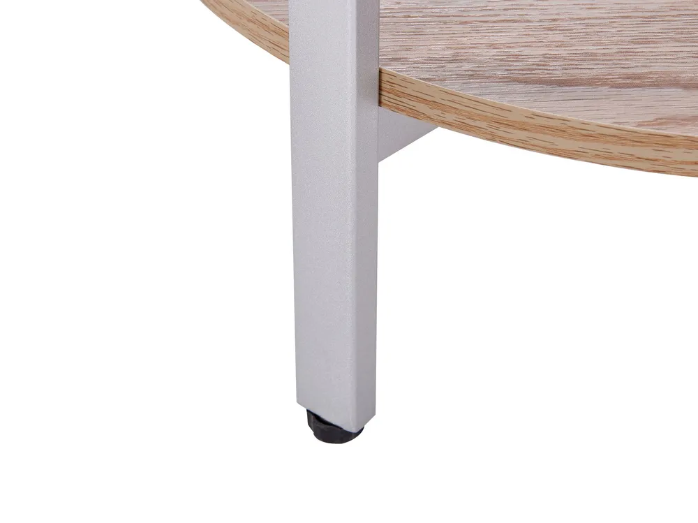 Glass Top Side Table Light Wood Silver LOVELL